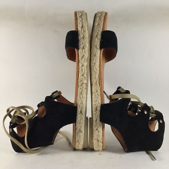 Anthropologie Maypol womens espadrille lace up sandals black size EU 37 US 7 - Picture 6 of 8